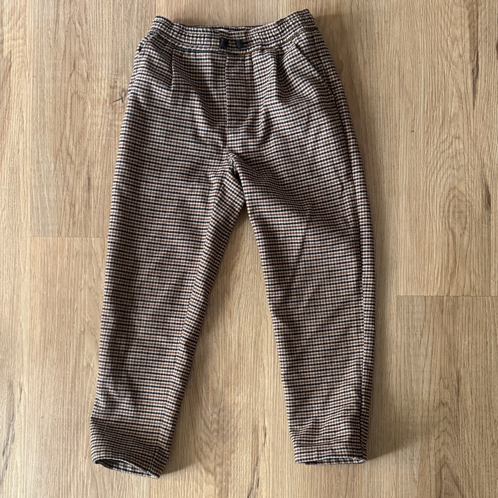 Boys Brown Checkered Pants